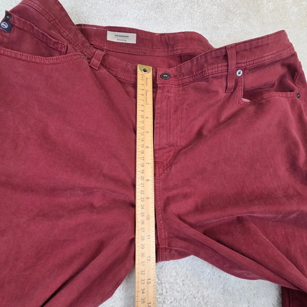 AG Adriano Goldschmied The Graduate Tailored Leg Pants Burgundy Red 40x30 Mens